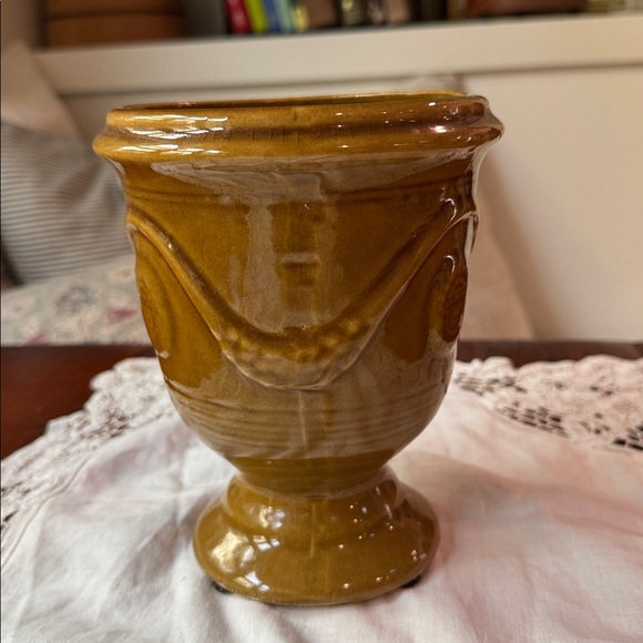 French Anduze type pottery planter with an ochre yellow glaze - Picture 3 of 8